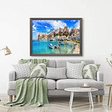 MQPPE Landscape 5D DIY Diamond Painting Kits, Castellammare Del Golfo Beautiful Coastal Town in Sicily Italy Full Drill Painting Arts Set Craft Canvas for Home Wall Decor Adults Kids, 12" x 16"