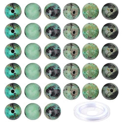 100pcs Original Natural Stone Beads - Yholin Gemstone Round Loose Beads with Free Crystal Stretch Cord for Jewelry Making (African Turquoise, 6mm)