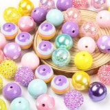 ANCADN 20mm Chunky Bubblegum Beads Acrylic Beads Easter Color Beads for DIY Jewelry Making (Easter-Purple)