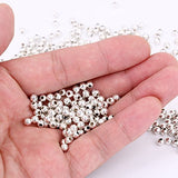 Pangda 1000 Pack 4 mm Metal Spacer Beads Silver Plated Round Beads Tiny Smooth Beads for Necklaces,