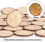 Unfinished Wood Slices 50 Pcs 2.4"-2.8" Natural Wood Rounds with Pre-drilled Hole and 66 Feet Twine