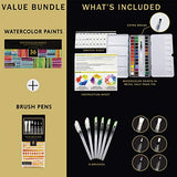 DOODLE HOG Watercolor Paint Set For Artists On-The-Go. Value Bundle Includes 36 Half Pans of Vibrant Water Color Palettes & 6 Refillable Water Brush Pen.