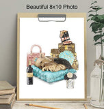 Poster of Louis Vuitton - LV Wall Art - Glam Luxury Couture Wall Decor Print - Cute Yorkie, Designer Handbags, Shoes, Luggage - Fashion Design Gifts for Women, Girls Bedroom, Teens Room, Living Room