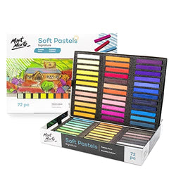 Mont Marte Soft Pastels Signature 72pc, Set of 72 Assorted Colored Pastel Sticks, Vibrant and Blendable, Ideal for Art, Craft, Drawing, Sketching
