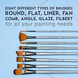 Qualrite Short Handle Art Paint Brushes, 15 Piece Set with Wooden Handle, Premium Copper Ferrule and Carry Bag…