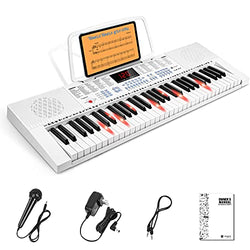 Vangoa Piano Keyboard for Beginner, 61 Keys Piano Portable Music Keyboard Early Education Music Instrument with Lighted Mini-size Keys, Best Gift for Kids Boy & Girl, White