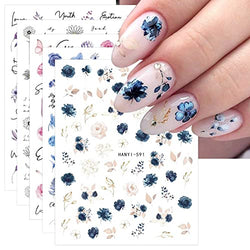 JMEOWIO 9 Sheets Spring Flower Nail Art Stickers Decals Self-Adhesive Pegatinas Uñas Colorful Summer Floral Nail Supplies Nail Art Design Decoration Accessories