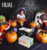 HUAL Acrylic Paint Set With 5 Brushes, 24 Colors (60ml, 2oz) Premium Acrylic Paints for Professional Artists Kids Students Beginners & Painters, Canvas Ceramic Wood Fabric Rock PaintingHalloween Pumpkin Art Supplies Kit