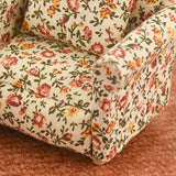 yuye-xthriv Miniature Sofa Props Decoration Wooden Scale 1:12 Country Style Floral Pattern Doll House Sofa Model for Decor B