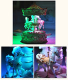 Laxury 3-horses Carousel Music Box with LED Lights Brand New Polyresin Material, Play the Castle in