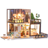 ROOMLIFE DIY Dollhouse Kit Whole Kit 2 Floors Loft with Bedroom,Kitchen,Sofa Natural Forest Style Perfect DIY Gift Miniature Dollhouse for Adults Girls with Dust Cover ,LED Lights Gift for Crafters