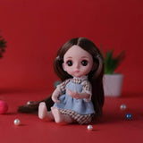 Bjd Doll 16cm 6.2 Inches Foreign Doll Outfit Simulation Joint Girl Child Toy Birthday, B