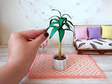 Miniature Plant Dracena for Dollhouse, 1/6 scale Potted Green Floral Terrarium