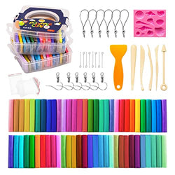 Polymer Clay Kit 50 Colors, Oven Bake Modeling Clay Set with Sculpting Tools, Soft & Stretchy, Non-Toxic, Non-Sticky, DIY Kids Craft Kits Great for Boys & Girls Ages 3-12 Years-Old