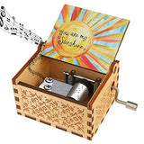 RUYE You are My Sunshine Music Box Wood Personalizable Music Box, Laser Engraved Vintage Wooden Sunshine Musical Box Gifts for Birthday/Christmas Sunshine
