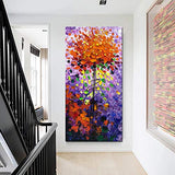 Yotree Paintings, 24x48 Inch Paintings Brilliant flowers Oil Hand Painting 3D Hand-Painted On Canvas Abstract Artwork Art Wood Inside Framed Hanging Wall Decoration Abstract Painting
