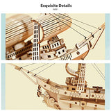 Rolife 3D Wooden Puzzle Ship Models Building Kits Gift for Adults and Teens (Sailing Ship)