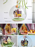 Flever Dollhouse Miniature DIY House Kit Creative Room with Furniture and Glass Cover for Romantic Artwork Gift(Flying Home in My Heart)