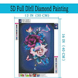 Diamond Painting Kits for Adults,DIY 5D Round Full Drill Butterfly Flowers Diamond Art,Very Suitable for Home Leisure and Wall Decoration