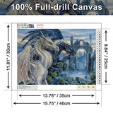 DIY 5D Diamond Painting by Number Kits, ELICE Diamond Painting Kits for Adults Full Drill Rhinestone Fashion White Dragon Picture Embroidery Painting Arts Craft for Home Wall Decor(Canvas 15.8"X11.8")