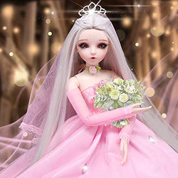 HGFDSA 1/3 BJD Doll 60Cm 23.6 Inches Toy Fashion Lovely Exquisite Doll Child Send Girl Birthday Full Set of Dolls,C