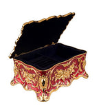 Feyarl Vintage Rectangle Trinket Box Jewelry Box Ornate Antique Finish Engraved with Two- Layer Organizer Box (Red) 7.1 x 4.7 x 3.1 inches