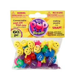 Bulk Buy: Darice DIY Crafts Pop Beads Alphabet and Smiley Face Bright Colors 60 pieces (3-Pack)