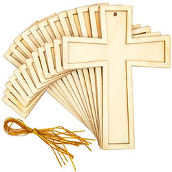 Unfinished Wood Cross with Gold Rope for DIY Projects (12 Pack)