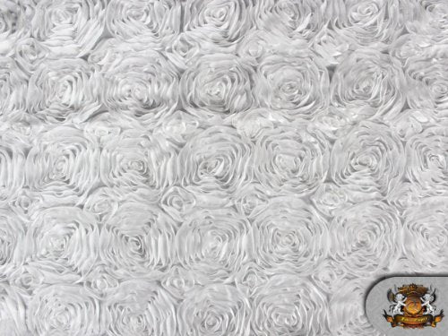 Rosette Satin White Fabric By the Yard