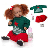 Mixed African American Reborn Baby Dolls 22.8” Lifelike Dolls with Soft Vinyl/Cloth Body Realistic Newborn Girl Best Gift Set for Ages 3+(H131-2, Vinyl Body)