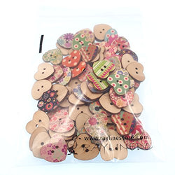 RayLineDo Pack of 44G About 100pcs Buttons Mixed Color Vintage Heart Style Delicate Wood Buttons