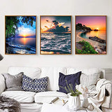 HaiMay 3 Pack DIY 5D Diamond Painting Kits Full Drill Rhinestone Painting Landscape Diamond Pictures for Wall Decoration,Beach Sunshine Style (Canvas 10×12 Inch)
