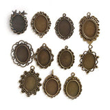 SMALL-CHIPINC - 10pcs 25/18/18x25mm Antiqued Bronze necklace pendant setting cabochon cameo base