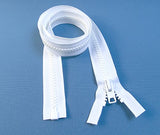 Zipper, White #10 YKK Brand Separates at the Bottom, Marine Grade Metal Tab Slider, Heavy Duty (48"