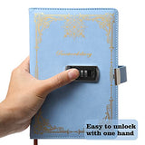 KaiRuiYing Diary with Lock for Women, A5 Locked Diary for Boys/Girls, Diaries with Locks on Them, Leather Locked Journals with Pen Holder, Diary with Password Lock,Personal Locking Diary for Kids Gift