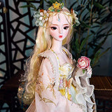 HGYYIO 34 Jointed BJD Doll 60Cm DIY Toys Full Set Wiht Clothes Shoes and Wig 1:3 SD Doll 100% Safe, Non-Toxic Plastic, Suitable for People Over 15 Years Old