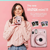Fujifilm Instax Mini 11 Instant Camera Sky Blue + Fuji Film Value Pack (40 Sheets) + Shutter Accessories Bundle, Including Compatible Carrying Case, Quicksand Beads Photo Album 64 Pockets