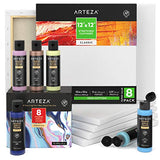 Arteza Acrylic Pouring Paint Set and Stretched Canvas