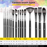 21Pcs Paint Brush Set, Paint Brushes for Acrylic Oil Watercolor Canvas Gouache Painting, Paint Brush with 1 Paint Tray, 2 Palette Knife, 2 Sponges & Carrying Case, Perfect for Artists, Adults & Kids