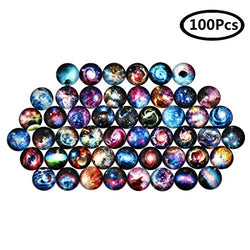 DROLE 100Pcs 25mm Glass Cabochons Galaxy Sky Stars Pattern Cabochons Half Round Flatback Glass Dome Cabochons for Jewelry Making