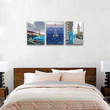 3 Piece Canvas Wall Art for Bedroom - Eiffel Tower Wall Decor London Big Ben Wall Art Golden Gate Bridge Canvas Prints Landscape Painting for Living Room Bathroom Wall Decorations