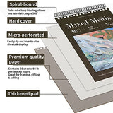 Mixed Media Sketch Pad, 9 x 12 inches, 60 Sheets (98lb/160gsm) Heavyweight Drawing Papers, Top Spiral Bound Hardcover Sketchbook, for Wet and Dry Media, Drawing, Painting