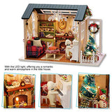 DIY Dollhouse, Wooden Miniature Furniture Kit Educational Creative DIY House Toy Handcraft Houses Model with LED Light for Kids
