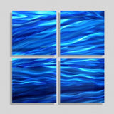 Modern Blue With Aqua Hand-Painted Abstract Metal Wall Art Painting - Home Decor Wall Accent - Adrift by Jon Allen