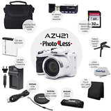 Kodak PIXPRO AZ421 Digital Camera (White) + Point & Shoot Camera Case + Transcend 32GB SD Memory Card + Extra Battery + USB Card Reader + Table Tripod + Accessories