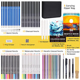 Drawing Set Sketching Kit 73 Pack, Pro Art Sketch Supplies with 50 Sheets Sketch & 12 Sheets Coloring Book, Include Watercolor, Metallic, Sketch, Charcoal, Colored Pencil, for Artists Adults Beginners