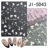 8 Sheets 5D Flower Nail Art Stickers Embossed Flowers Nail Decals Self Adhesive Nail Art Supplies Spring Summer Nail Art Decorations Cute White Floral Nail Stickers French Nail Designs for Women