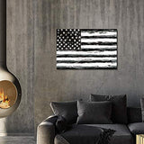 SD Soft Dance USA Flag Picture Wall Art: Black and White American Flag Stars and Stripes Painting Artwork with Hand Painted Textured for Bedroom (36'' x 24'' x 1 Panel)