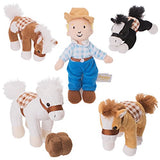 Prextex Plush Farm House with Soft and Cuddly 5" Plush Horses, Farm Boy, and Farm House Barn House Carry Along Case