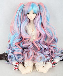 (18-18.5CM) BJD Doll Hair Wig 7-8" 1/4 MSD DZ DOD LUTS / Mixed Color Long Curl Hair / FBE139